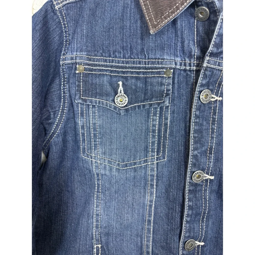 Gymboree Denim‎ Jacket Corduroy Collar Sz Kids Large Retro Style Boho Trucker